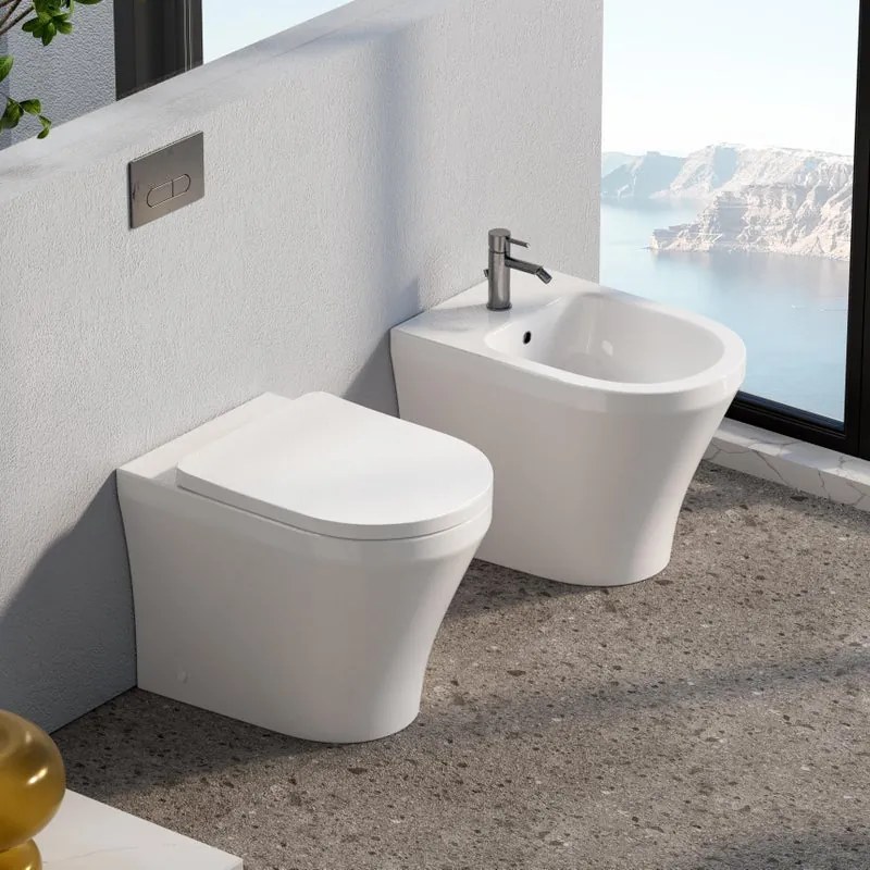 Vaso WC filoparete Reno di IDRO BRIC, sedile escluso P 56 x L 36.5 x H 40 cm bianco