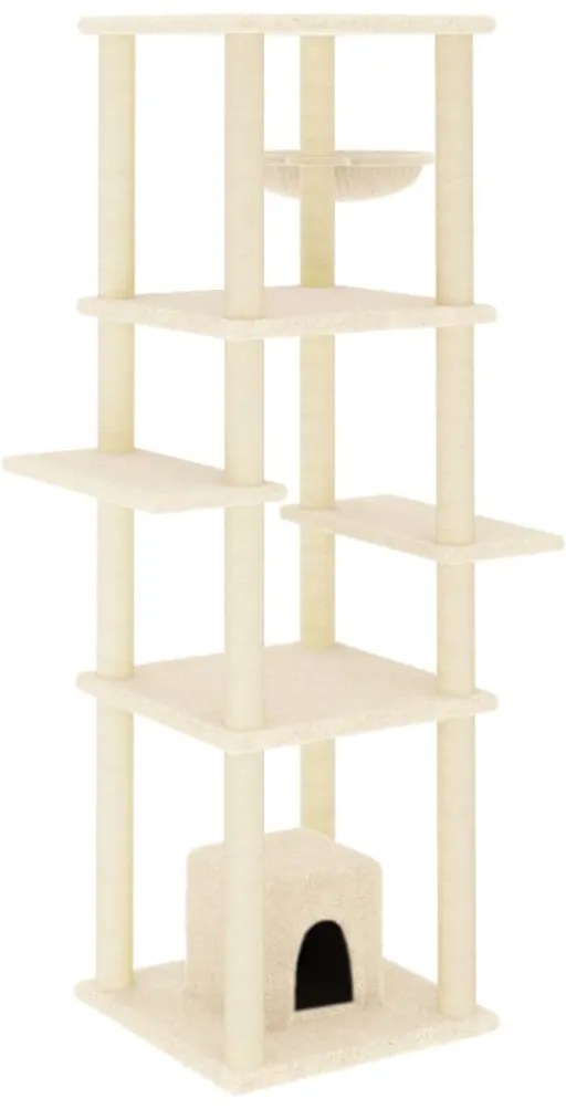 Albero per gatti con tiragraffi in sisal crema 154 cm