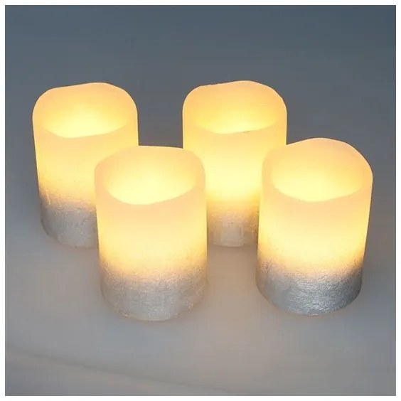 Solight 1V284 - Set da 4 candele LED in cera naturale, alimentazione 1x CR2032, luce bianco caldo