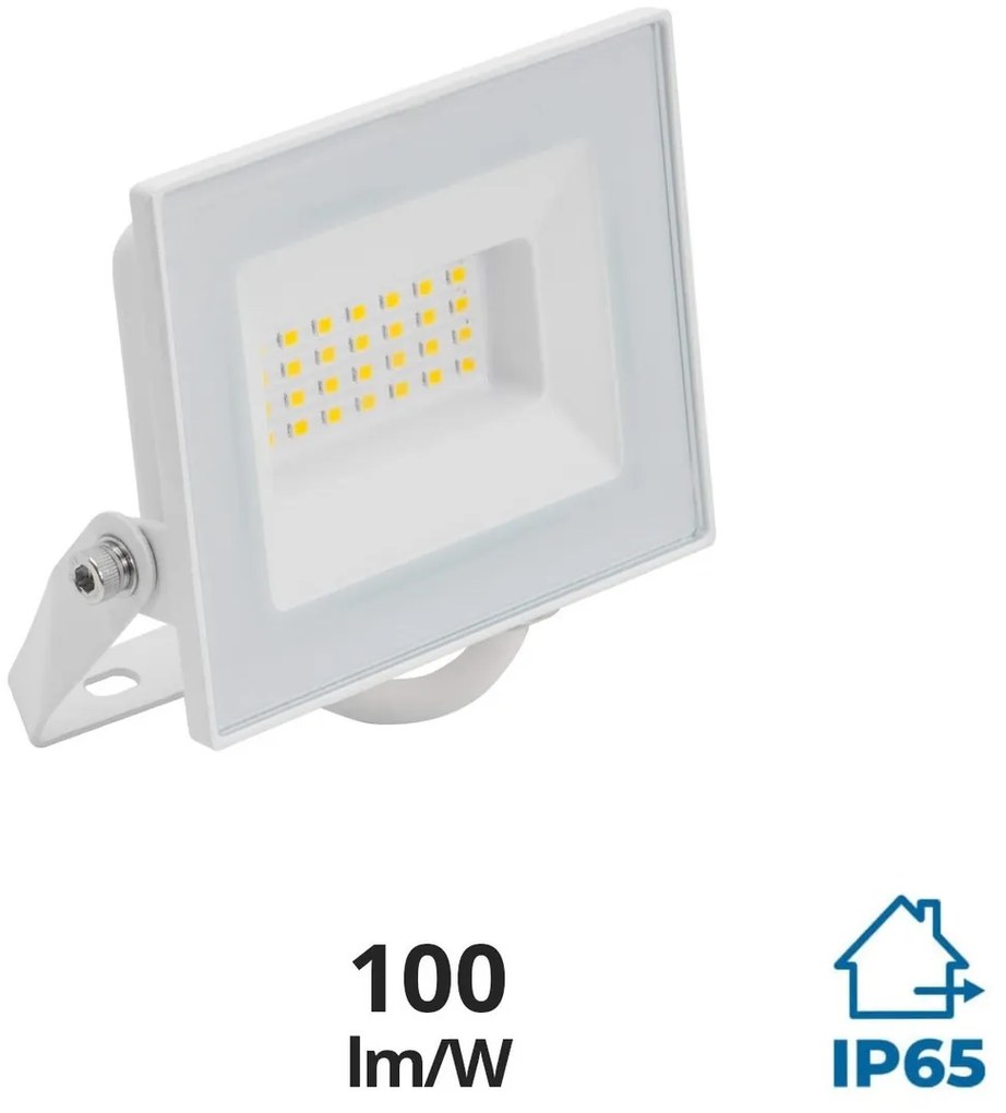 Faro LED 20W Slim Bianco IP65 - con Osram chip LED Colore Bianco Caldo 3.000K