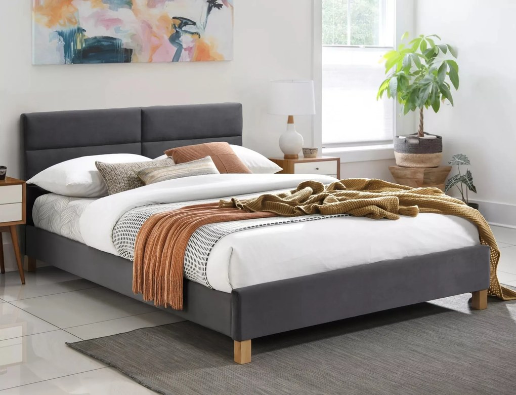 Letto Sierra Velvet grigio – 140x200 cm