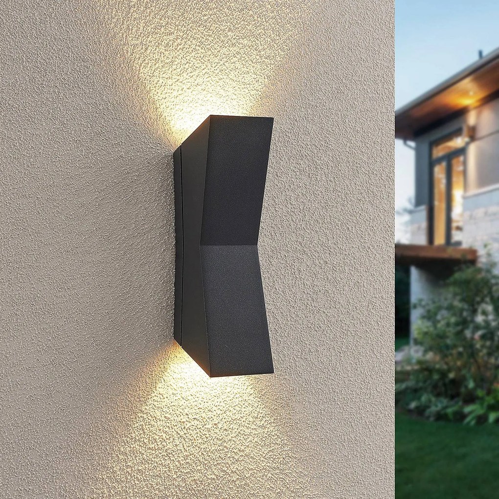 Applique da esterni a LED Maniela Lucande, Nero, Alluminio, Moderno, Applique LED da esterni