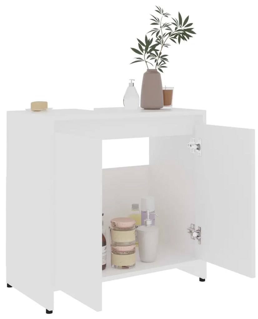 Armadio da bagno bianco 60x33x61 cm in truciolato