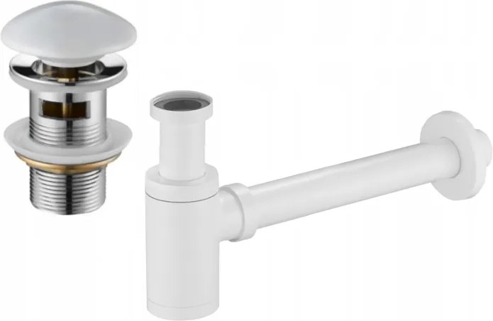 Mexen semisifone lavandino rotondo con tappo ceramico clic-clac, con troppopieno, bianco - 7992050-25