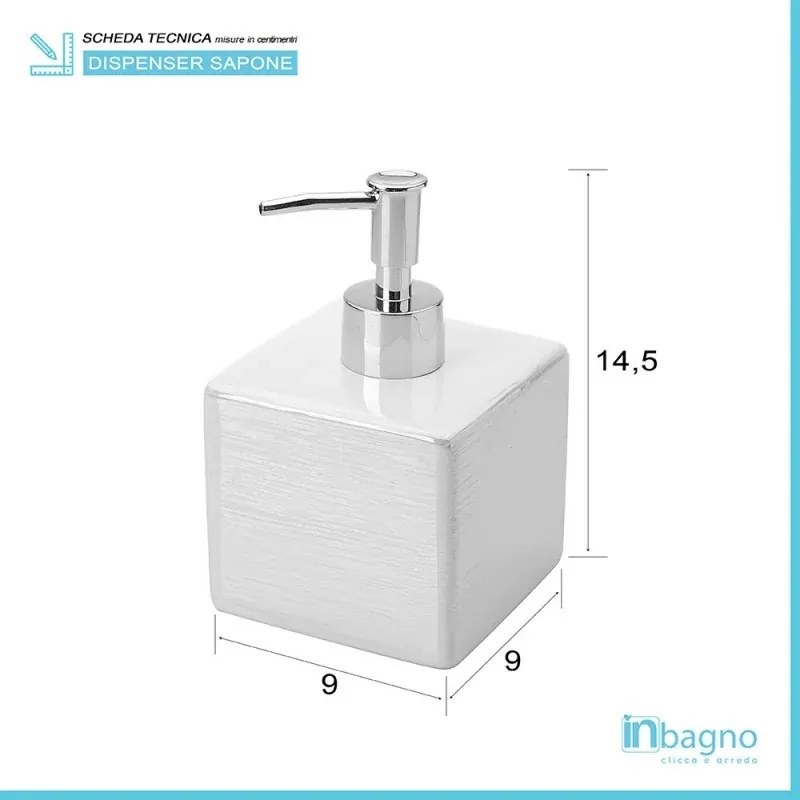 Dispenser Sapone in Ceramica Lucida Bianco Cuba