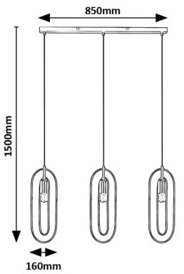 Rabalux 72264 - Lampadario a sospensione con filo ROVIER 3xE27/40W/230V