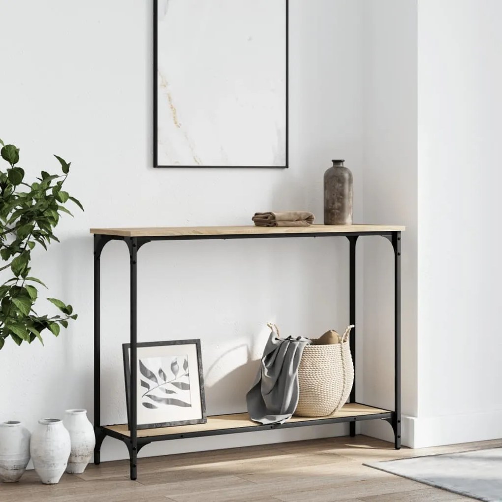 Tavolino consolle rovere sonoma 101x30,5x75cm legno multistrato