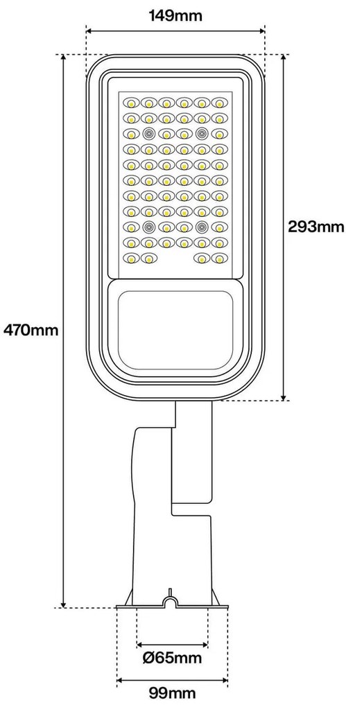 Armatura stradale 50W IP65 - 145lm/W - con Osram chip LED Colore Bianco Naturale 4.000K