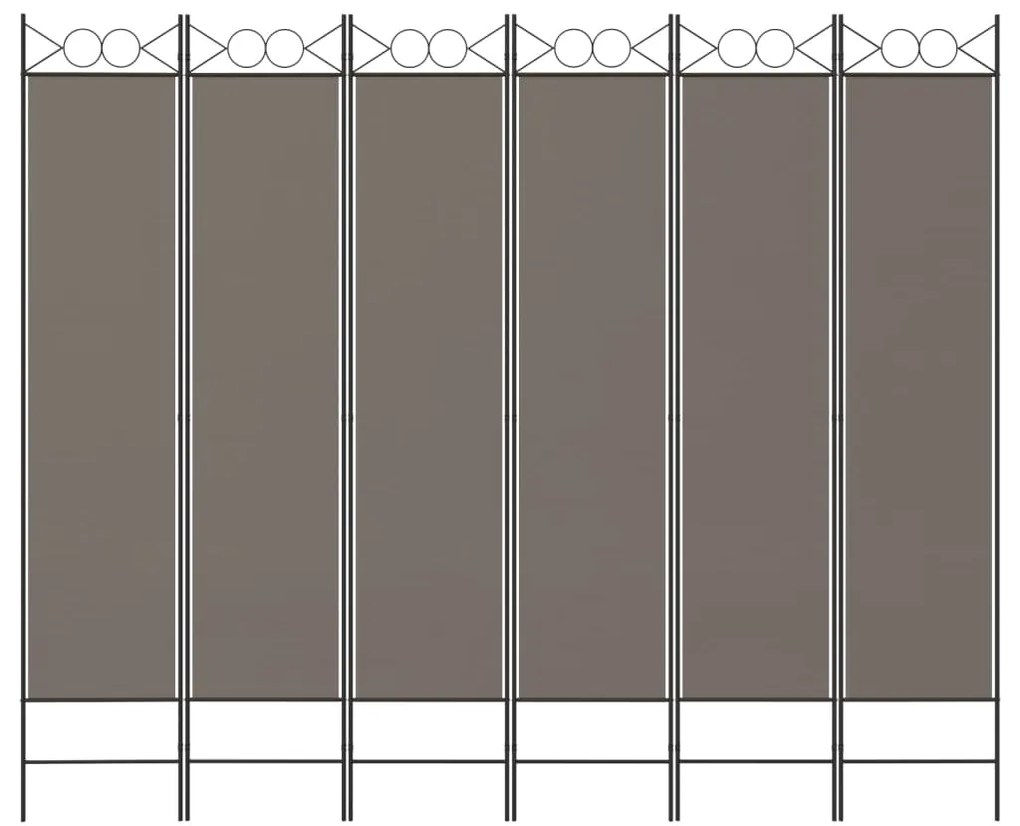 Divisorio a 6 pannelli antracite 240x200 cm tessuto