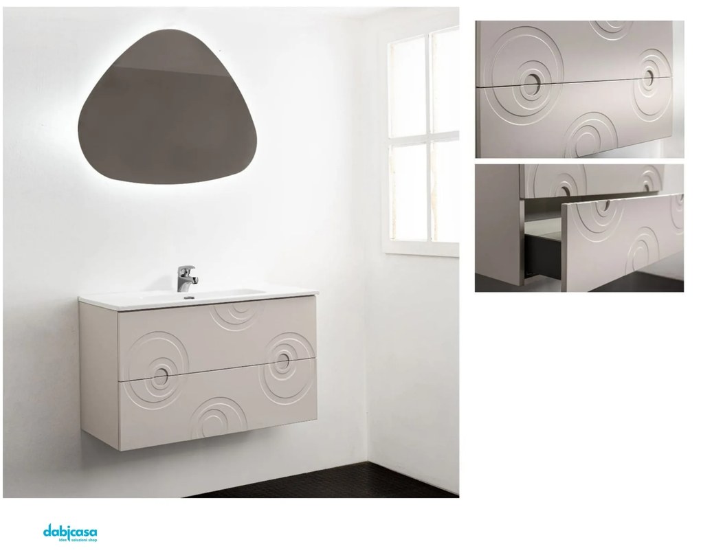 Mobile Bagno Sospeso "Vertigo" Da 70 Cm Composto Da Due Cassetti Finitura Cashmere