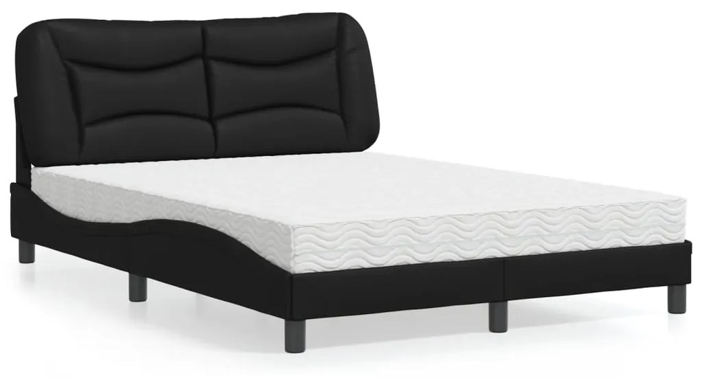 Letto Con Materasso Nero 140x190 Cm İn Similpelle /