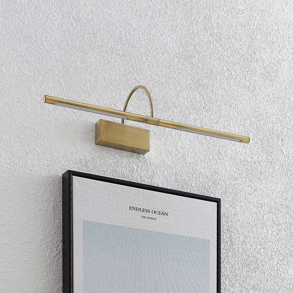 Lucande Fehmke lampada LED da quadri, ottone, Bronzo / Ottone antico, Soggiorno / Sala da pranzo, Alluminio, Antico, Applique
