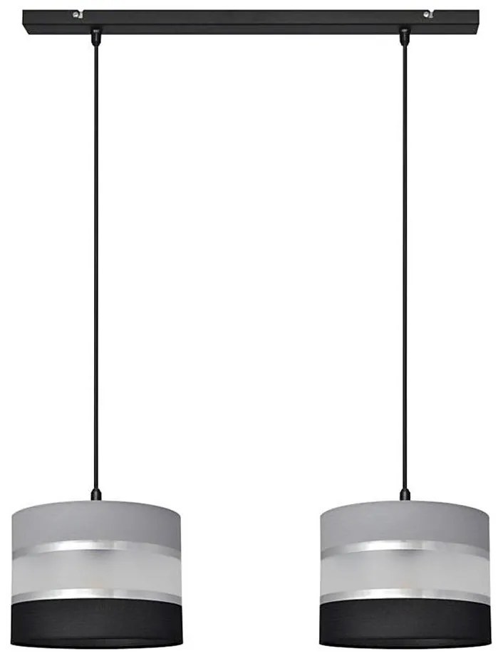 Lampadario a sospensione con filo HELEN 2xE27/15W/230V nero/grigio/argento