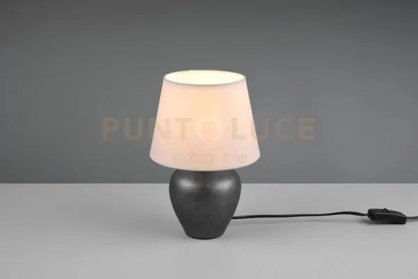 Abby lampada da tavolo ceramica nichel anticato paralume bianco h.26cm