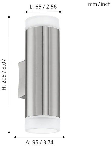 Eglo 92736 - Applique da esterno RIGA-LED GU10/2,5W/230V
