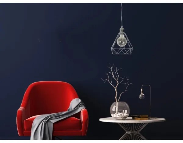 Lampadario a sospensione con filo 1xE27/60W/230V diametro 22 cm cromo lucido