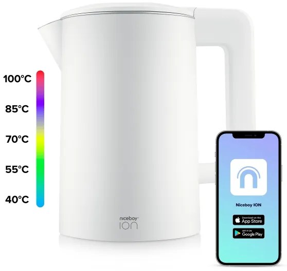 Niceboy ION SmartKettle - Bollitore smart con termoregolazione 1,7 l 2200W/230V bianco