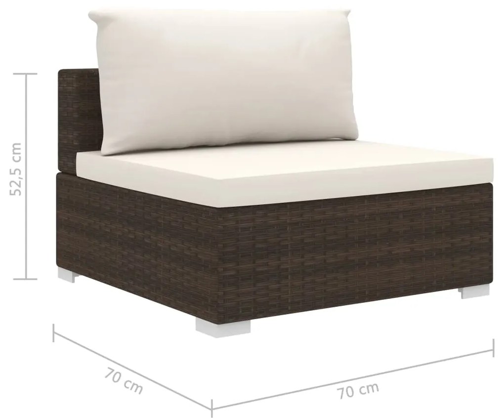 Set Divani da Giardino 4 pz con Cuscini in Polyrattan Marrone