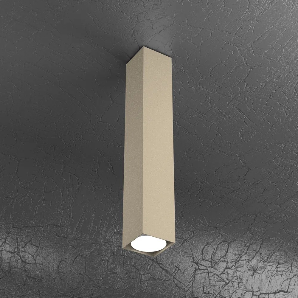 Plafoniera Moderna Rettangolare Cubica Plate Metallo Sabbia 1 Luce Gx53