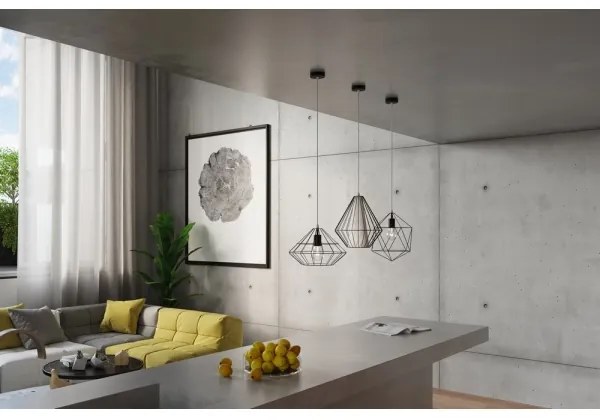 Lampadario a sospensione con filo DEMI 1xE27/60W/230V nero/bianco