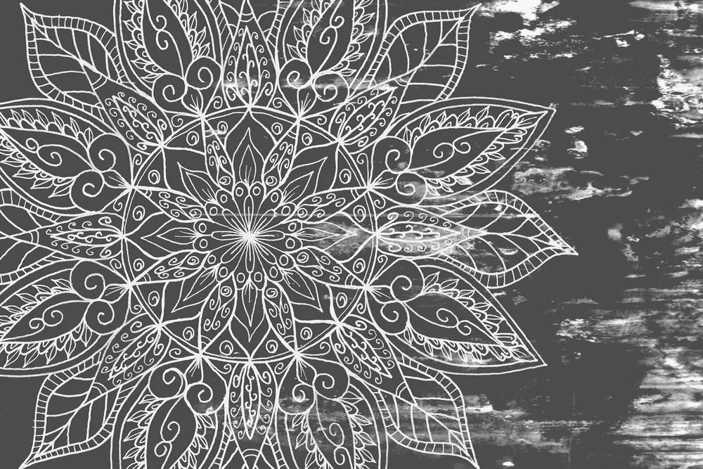 Stampa su tela – Texture Mandala in bianco e nero