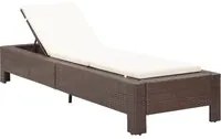 Lettino Prendisole con Cuscino Marrone in Polyrattan 46235