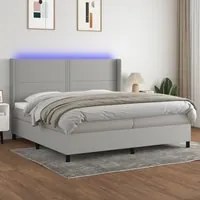 Letto a Molle Materasso e LED Grigio Chiaro 200x200 cm Tessuto cod mxl 56550