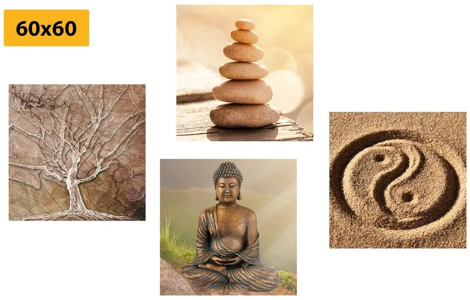 Set di quadri – Feng Shui in tonalità beige