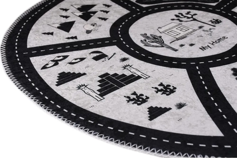 Tappeto da gioco per bambini bianco e nero lavabile ø120 cm My Home – Vitaus