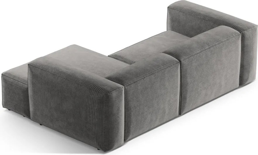 Divano angolare grigio chiaro (con penisola a destra/con chaise lounge) con rivestimento in velluto a coste Bergamo – Cosmopolitan Design