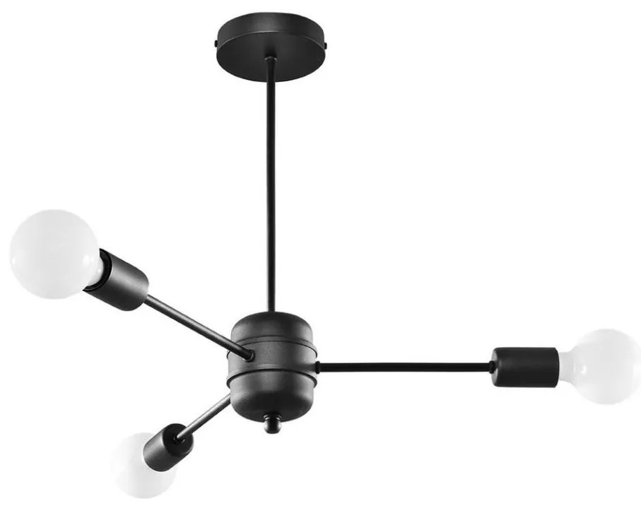 Sollux SL.1021 - Lampadario su palo LANGO 3xE27/60W/230V nero