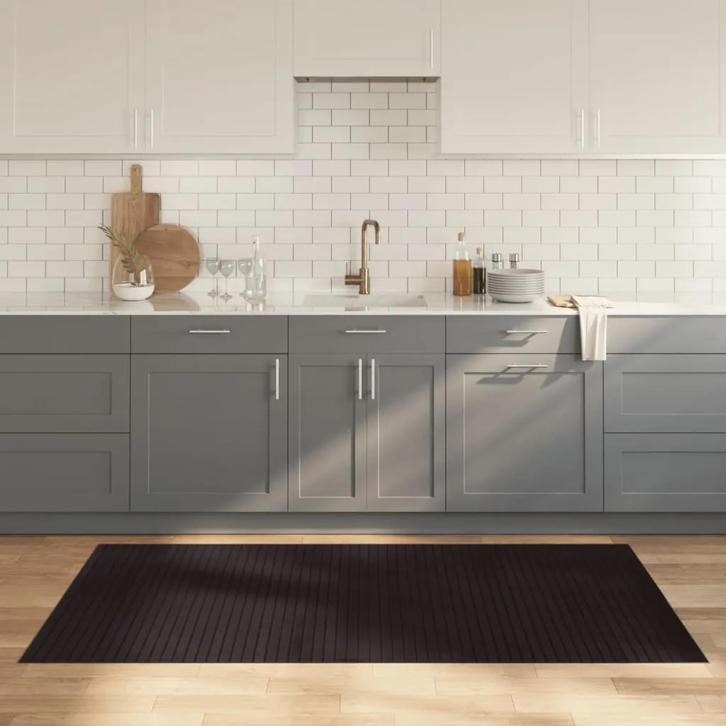 Tappeto Rettangolare Marrone Scuro 100x200 Cm İn Bambù /
