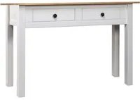 Tavolo Consolle Bianco 110x40x72 cm Legno Massello Pino Panama 282681