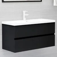 Mobile da Bagno con Lavabo Integrato Nero in Truciolato 3071649