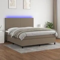 Letto a Molle con Materasso e LED Tortora 160x200 cm in Tessuto 3134729