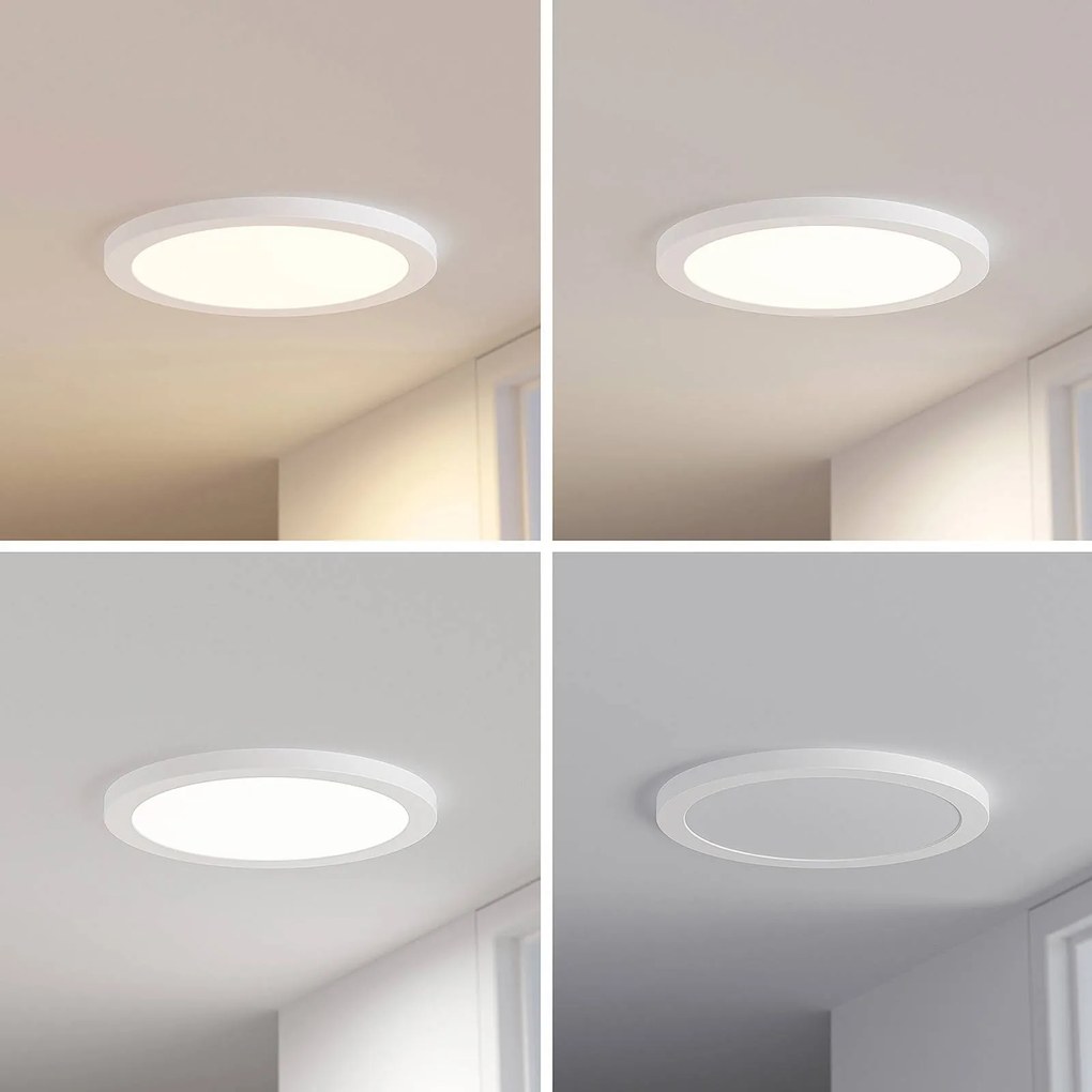 Plafoniera LED Prios Aureka, rivelatore di movimento, Ø 33 cm, bianco