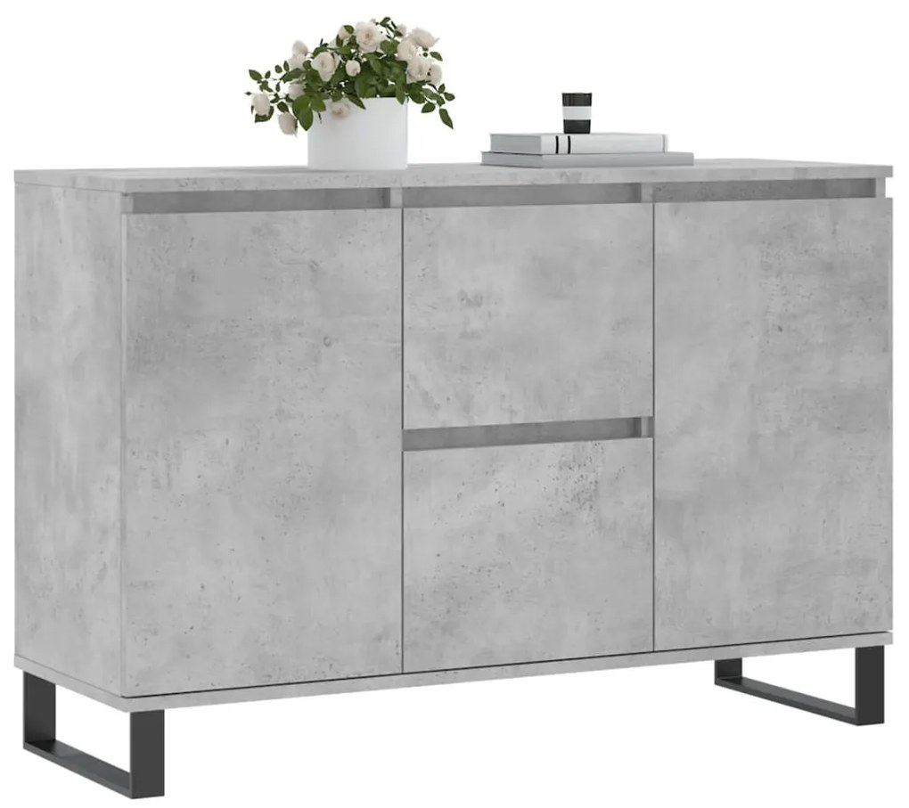 Credenza grigio cemento 104x35x70 cm in legno multistrato