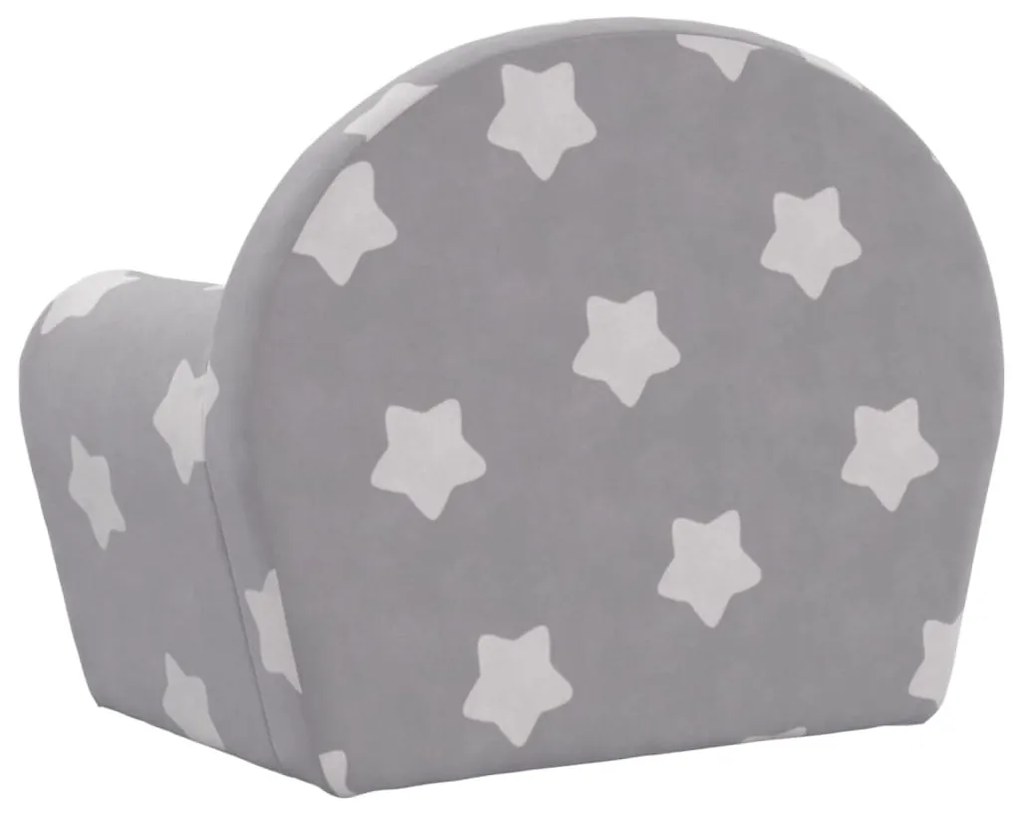 Divano per bambini grigio chiaro con stelle in morbido peluche
