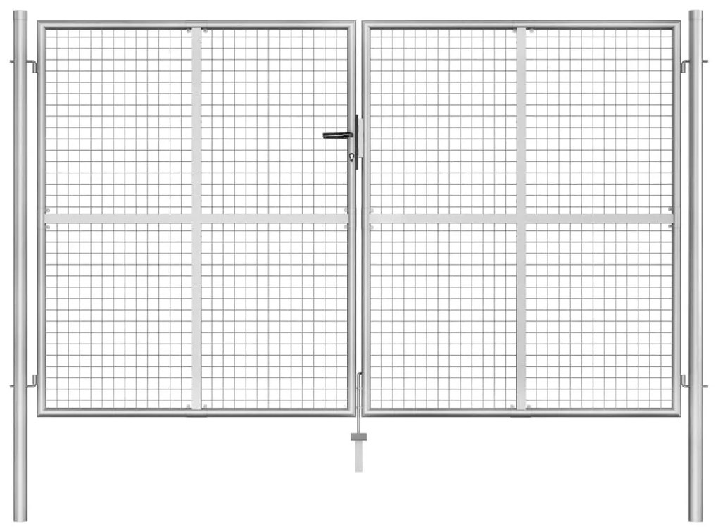 Cancello Per Giardino İn Acciaio Zincato 306x200 Cm Argento /