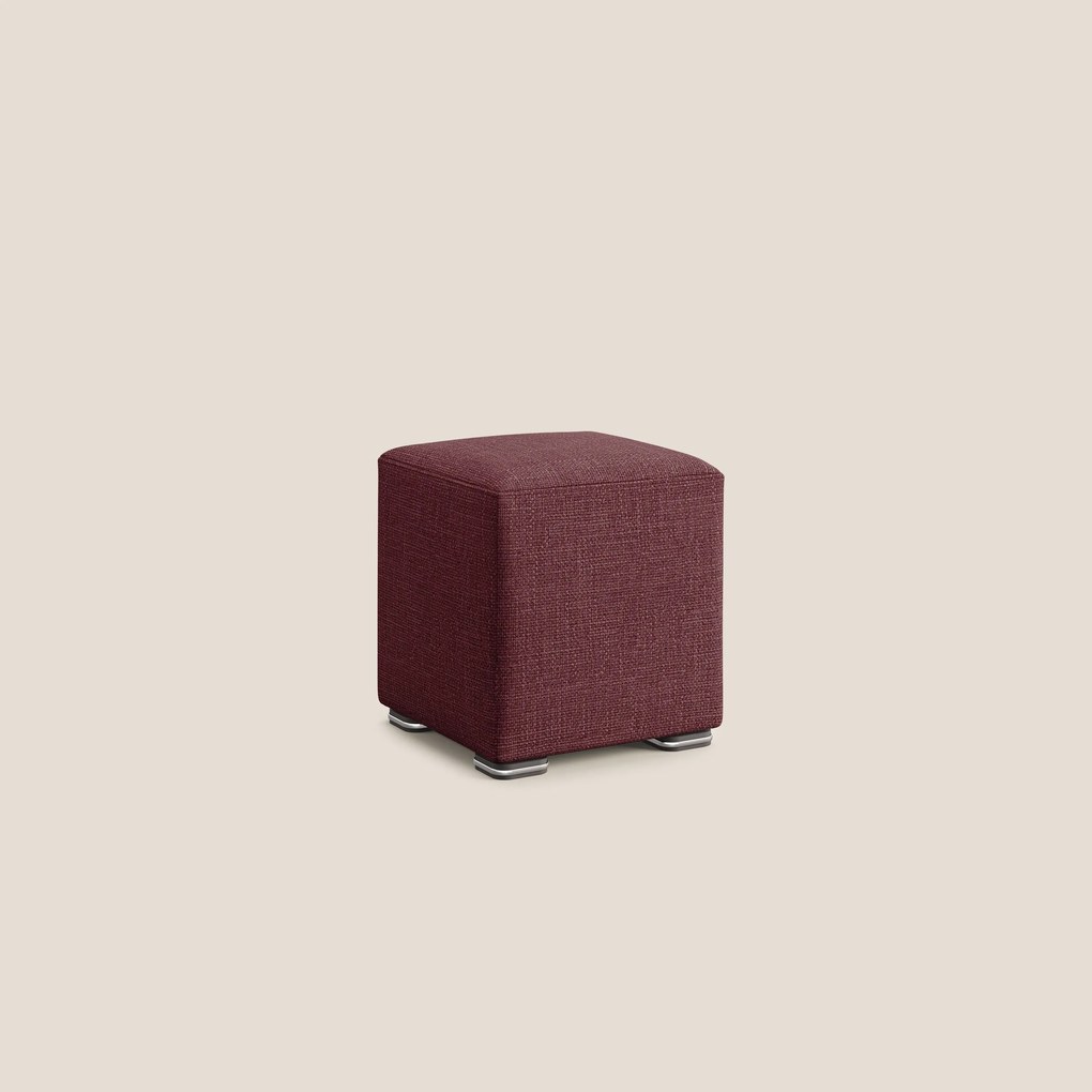 Cube pouf in morbido tessuto impermeabile ad intreccio melangiato T06 rosso