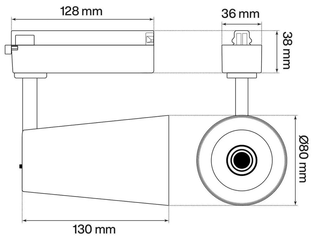 Faro LED 30W Monofase Rosa CRI92 CCT Bianco Variabile 38° Bridgelux LED Colore Bianco Variabile CCT