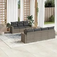 Set Divano da Giardino 8 pz con Cuscini Grigio in Polyrattan 3251067