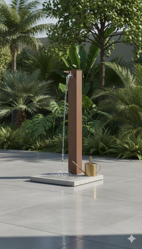 Fontana da Giardino con Rubinetto e Base in Cemento Belfer 42/QBM Ruggine...