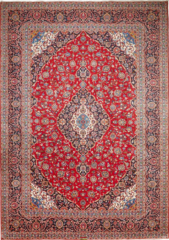 Kashan Tappeto persiano 350x250 Rosso (Iran) Annodato A Mano