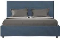 Letto imbottito Matrimoniale francese 140x210 cm Mika - Senza rete,Microfibra,Blu