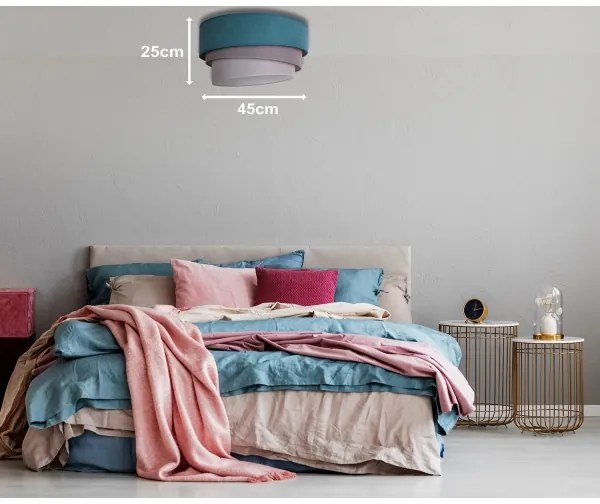 Duolla - Plafoniera TRIO 1xE27/15W/230V diametro 45 cm turchese/grigio/bianco