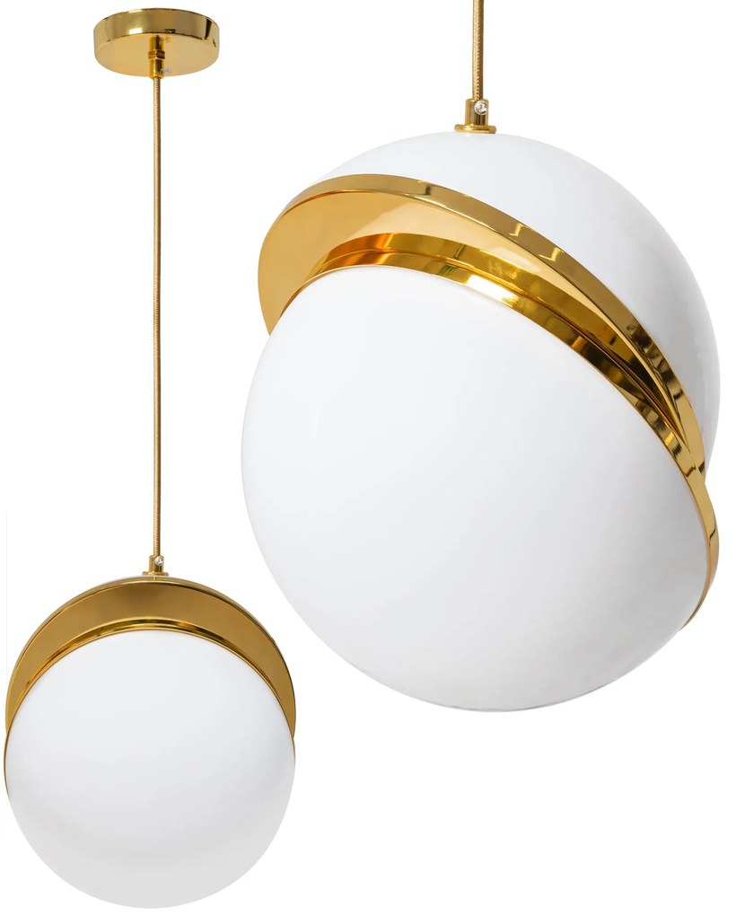 Lampada Da Soffitto Pensile Acrilico Palla Bianco Oro APP481-1CP