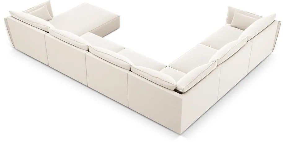Divano angolare beige (con penisola a sinistra/a U) con rivestimento in velluto Vanda – Mazzini Sofas