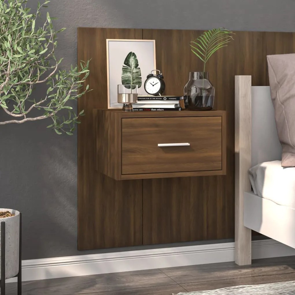 Comodino A Muro Rovere Marrone /