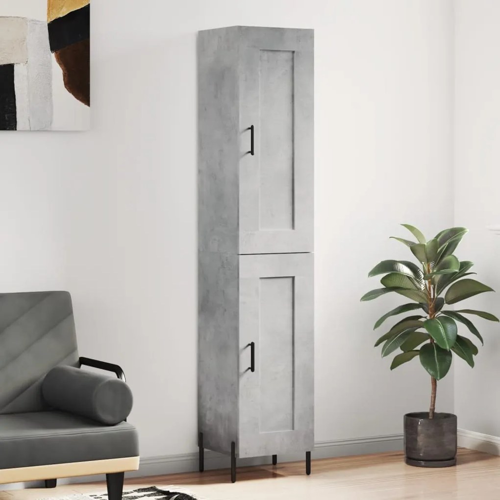 Credenza grigio cemento 34,5x34x180 cm in legno multistrato